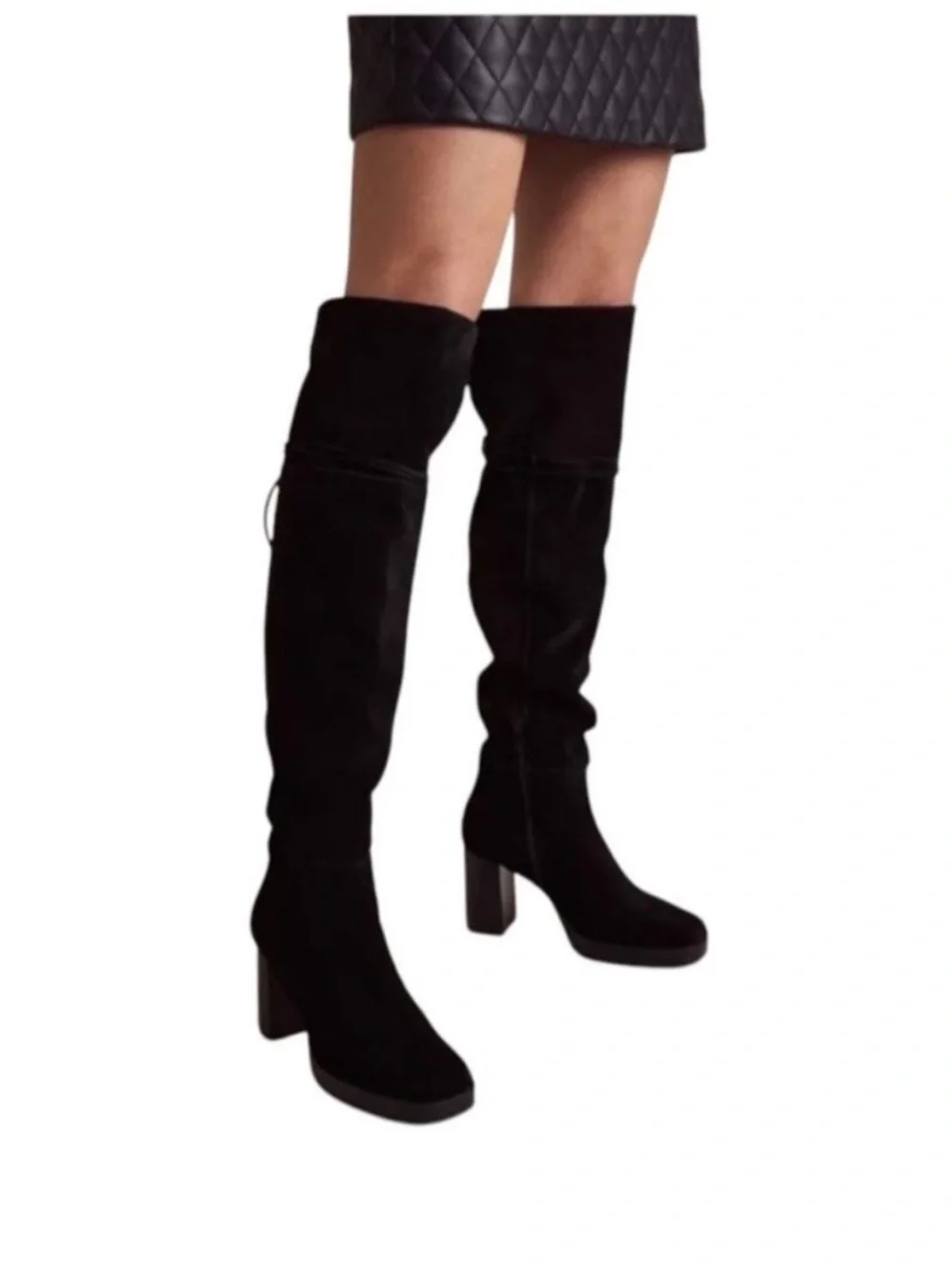 Free People Echo Platform Over The Knee Suede Boots Black 39 8.5